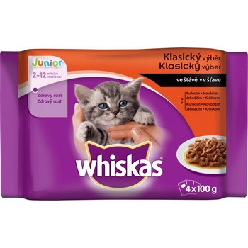 Whiskas Junior masový výběr ve šťávě 4 x 85 g