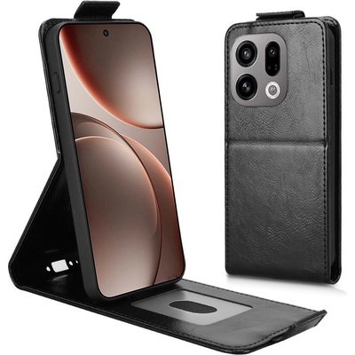 OPPO Вертикален Кожен Калъф за Oppo Find X9 5G - Флип, Магнитен, Стойка, Слот за Карта, Вкл. Протектор - 4 Цвята