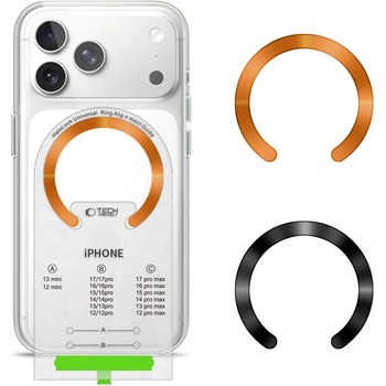 Tech-Protect mmp-210 magnetic magsafe ring 2-pack black & cosmic orange (5906302352548)