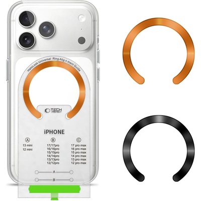 Tech-Protect mmp-210 magnetic magsafe ring 2-pack black & cosmic orange (5906302352548)
