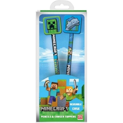Minecraft set 2 tužek s topperem