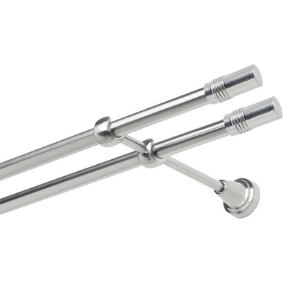 OK-GarnýžeCZ Garnýž kovová dvouřadá 19mm Cylinder double nerez 230 cm do stěny / na tunýlek - bez kroužků