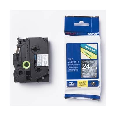 Brother TZ-PR955 / TZe-PR955, 24mm x 8m, бял печат / сребърен фон, оригинална лента (TZEPR955)