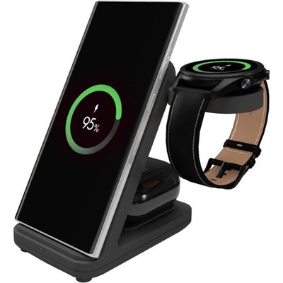 FIXED Stojánek Powerstation pro Samsung s bezdrátovým nabíjením až pro 3 zařízení, 15W+5W+2.5W FIXPOS-SA-BK, černý