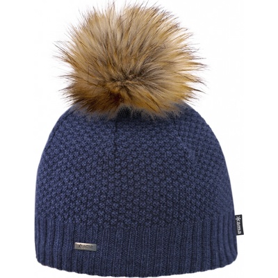 Kama pletená merino čepice A166 modrá