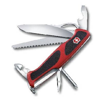 VICTORINOX - Velký kapesní nůž Ranger 78 M Grip, 12 funkcí, červená 0.9663.MC