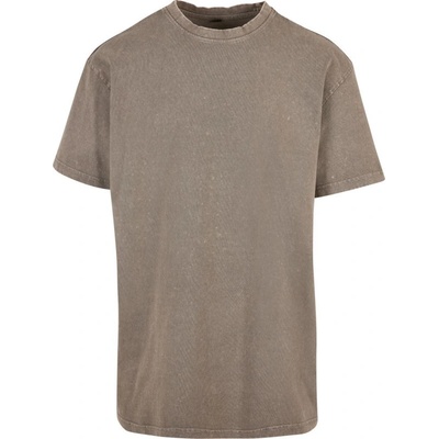 Build your Brand tričko Acid Wash BY 189 krátký rukáv pánské khaki tmavé