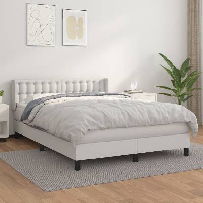 Petrashop 3130776 Boxspring postel s matrací bílá umělá kůže Bílá