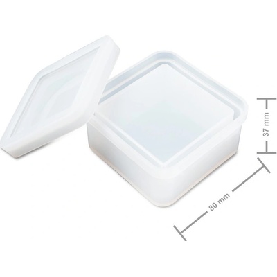 Manumi Silikonová forma na odlévání křišťálové pryskyřice čtvercová krabička 80x80x37mm 3 ks