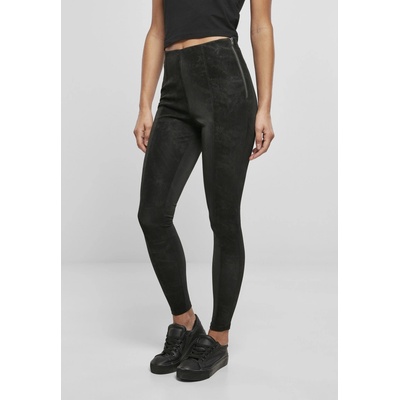 Urban Classics legíny Ladies Washed Faux Leather Pants Čierna
