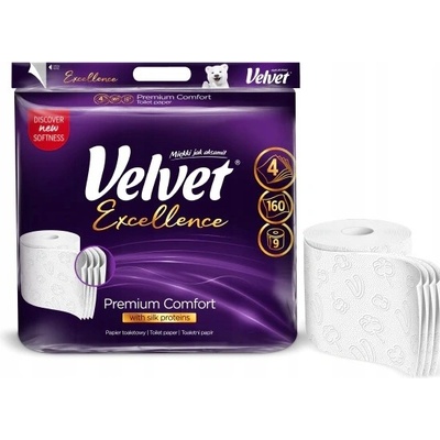 Velvet Excellence Premium s hodvábom 4-vrstvý 9 ks