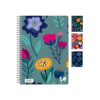 Globus Тетрадка със спирала 17х25см, 90 листа, 3 теми Floral