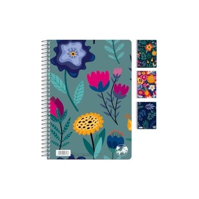 Globus Тетрадка със спирала 17х25см, 90 листа, 3 теми Floral
