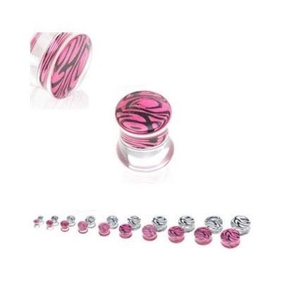 Šperky4U plug zebrovaný PL01044-24P růžový