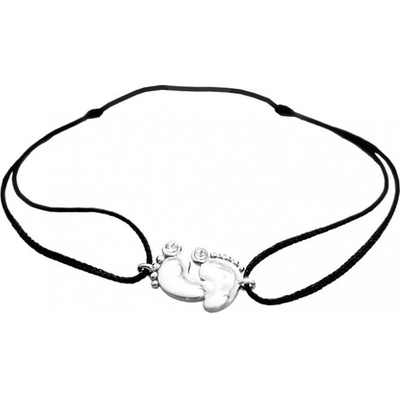 JSB Provázkový se stříbrným přívěskem ve tvaru nožiček se Swarovski Elements Krystal 15844