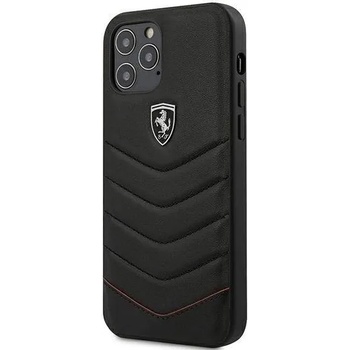 Ferrari Off Track Quilted Hard Case - кожен кейс (естествена кожа) за iPhone 12 Pro Max (черен)