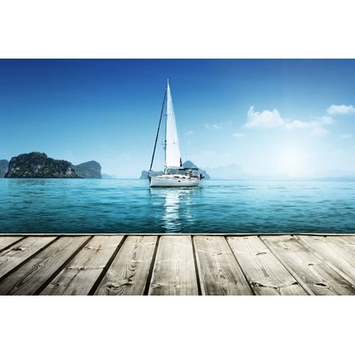 DIMEX ART Флизелинов фототапет яхта на дървения кей 375 x 250 см