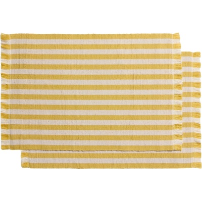 Kave Home Žluto-bílý set dvou prostírání Daltan 35x50 cm