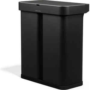simplehuman Черно стоманено кошче за боклук 34+24 l за рециклиране/безконтактно Dual Sensor - simplehuman (ST2051)
