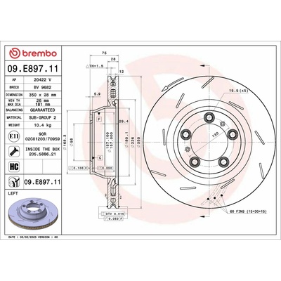 Brzdový kotúč BREMBO 09.E897.11 (09E89711)