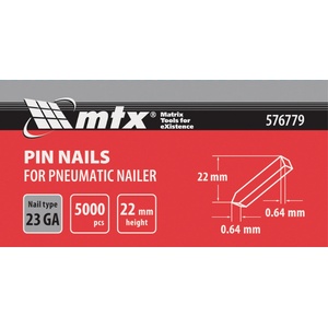  Финишни пирони mtx 23ga - 22 мм, 0, 60 мм, 5000 бр. , за пневматичен такер (576779)
