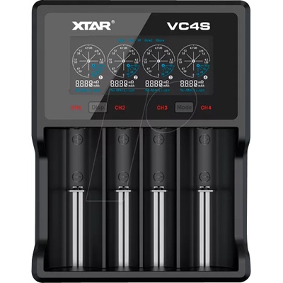 XTAR VC4SL, 4 гнезда, LCD дисплей, USB, LiIon & NIMH, 18650, CR123, AA, AAA (B-XTAR-C-VC4SL)