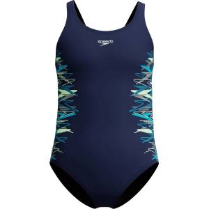 Speedo Детски бански костюм Speedo Kid's Placmement Muscleback Swimsuit - Peacoat / Pale Clover - размер 176 (EU) (750-1573-0516)