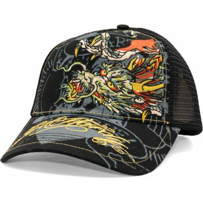 Ed Hardy Crawling Dragon 5 Panel Trucker Cap Black