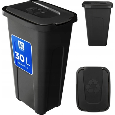 Kadax Odpadkový koš černý plastový s víkem 30 l