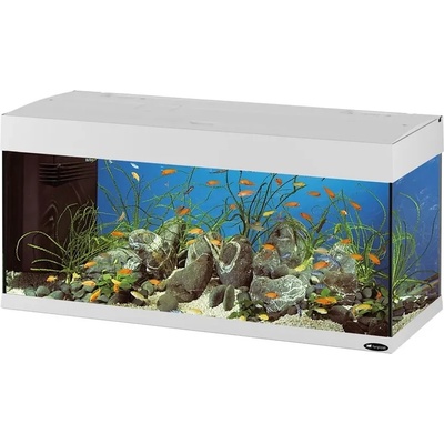 Ferplast DUBAI 100 LED - Оборудван аквариум 190 литра, стъклен с лампа, вътрешен филтър и таймер, 101 x 41 x h 53 см. бял