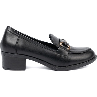 Shelvt Women's black shoes with an elegant buckle černá