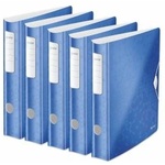 Leitz quality folder 180° Active WOW, pack of 5, A4, narrow, rounded spine, 6.5 cm wide, elastic band closure, light polyfoam, plastic folder, WOW series, blue, 11070036