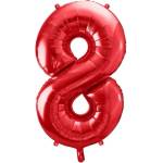 Party Deco Фолиев Балон Цифра в Червено - 86 см - 8 (fb1m-8-007)