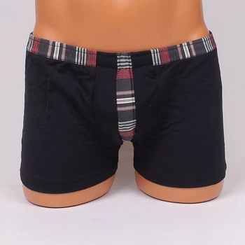 Image 1 of Мъжки боксер в черен цвят с шарен ластик