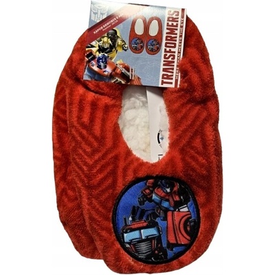 Mäkké detské papuče protišmykové TRANSFORMERS ČERVENÉ.