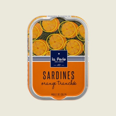 La Perle des Dieux Sardinky v řepkovém oleji s plátky pomeranče, 115g