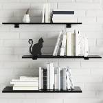 vidaXL Рафтове за етажерка, 8 бр, черен гланц, 80x30x1, 5 см, ПДЧ (805327)