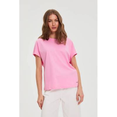 Moodo Розова памучна блузка с къси ръкави Moodo Moodo | Rozov | ЖЕНИ | XXL