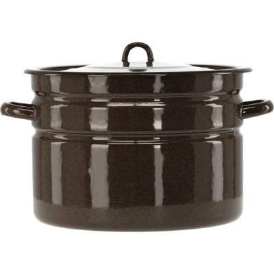 marka niezdefiniowana Emailovaný hrnec jednoduchý 16 l 32 cm hnědý S/P *3585