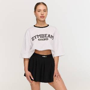 GymBeam Дамска овърсайз тениска Varsity White XS