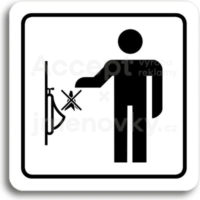 ACCEPT Piktogram zákaz vhazování předmětů do pisoáru - bílá tabulka - černý tisk