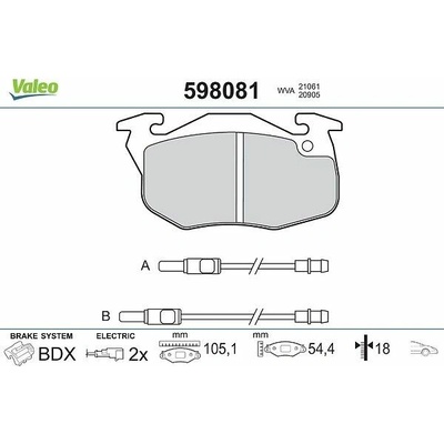 Sada brzdových platničiek kotúčovej brzdy VALEO 598081
