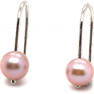 Lenka Výmolová Náušnice z bílého zlata s růžovou perlou