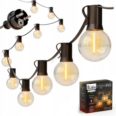 SmartLED LED външен декоративен гирлянд 25xE12/1W/230V 17, 5 м IP65 черен (SD0123)
