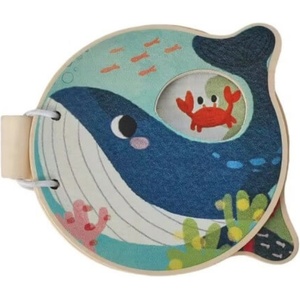 Smart Baby Дървена книжка с животни Smart Baby - Кит, 3 м+ (ACTBK11)