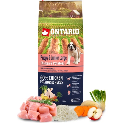 Ontario granuly Puppy & Junior Large kura a zemiaky 12 kg