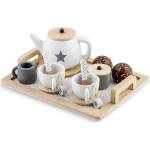 Ginger Home Игрален комплект Ginger Home - Дървен сет за чай, бяло-сив (W10B318B) - baby