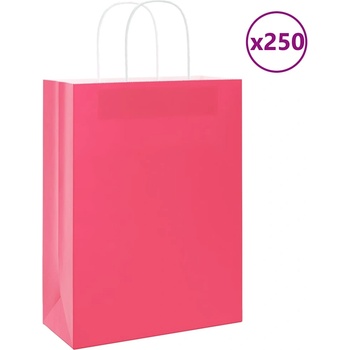 vidaXL Хартиени торбички 250 бр с дръжки розови 26x12x35 см (4101674)