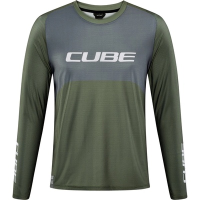 Cube Vertex Round Neck Long Sleeve olive/grey