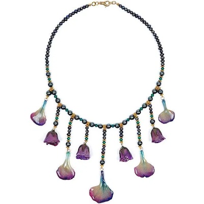 Dannyra Колие с естествени рози и венчелистчета от карамфил, перли и кристали Swarovski Rhapsody In Purple Dannyra Jewels
